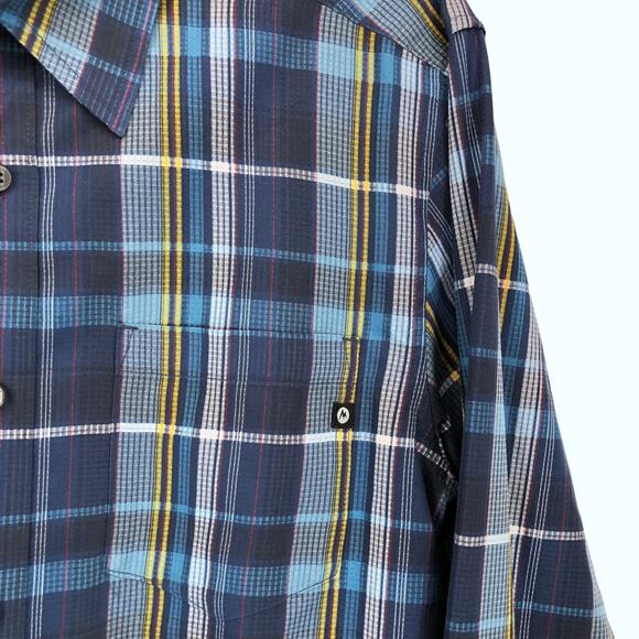 Marmot Plaid Button Up Shirt Blue Long Sleeve Lightweight Mens Small - Picture 3 of 7